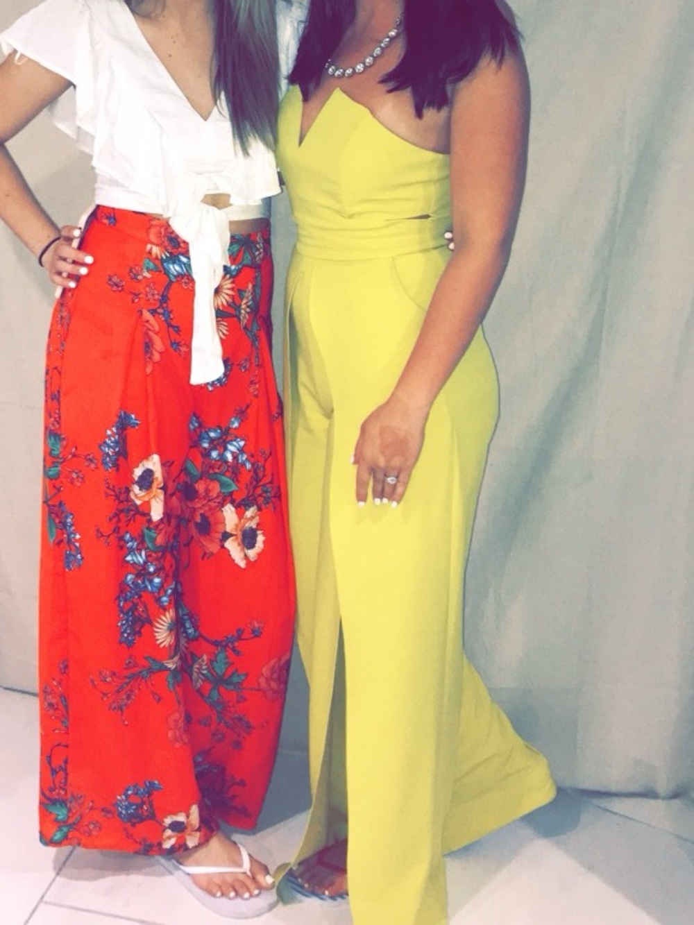 Luxxel Strapless Yellow Wide-Leg Jumpsuit